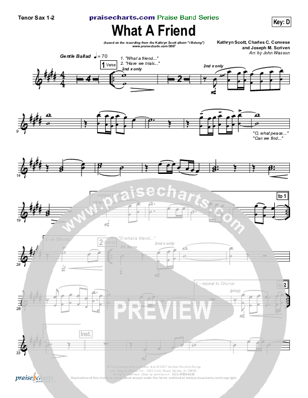 What A Friend Tenor Sax 1/2 (Kathryn Scott)