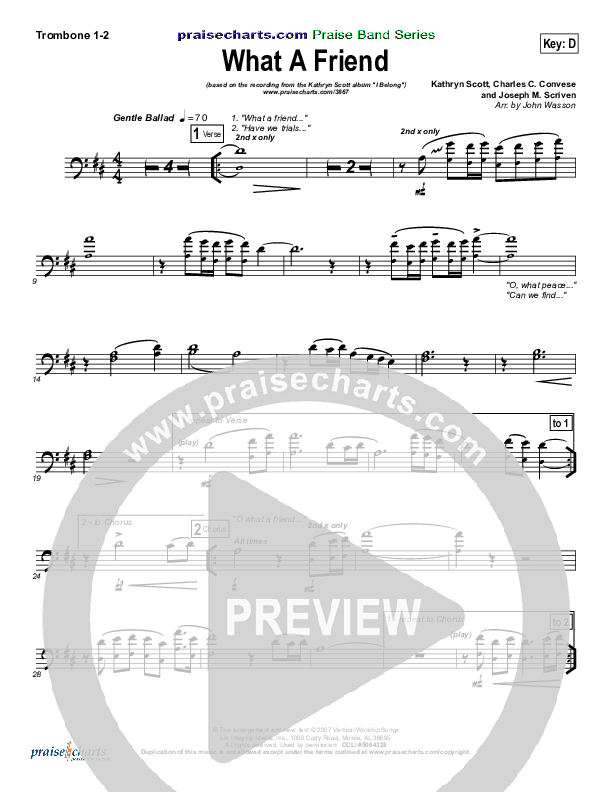 What A Friend Trombone 1/2 (Kathryn Scott)