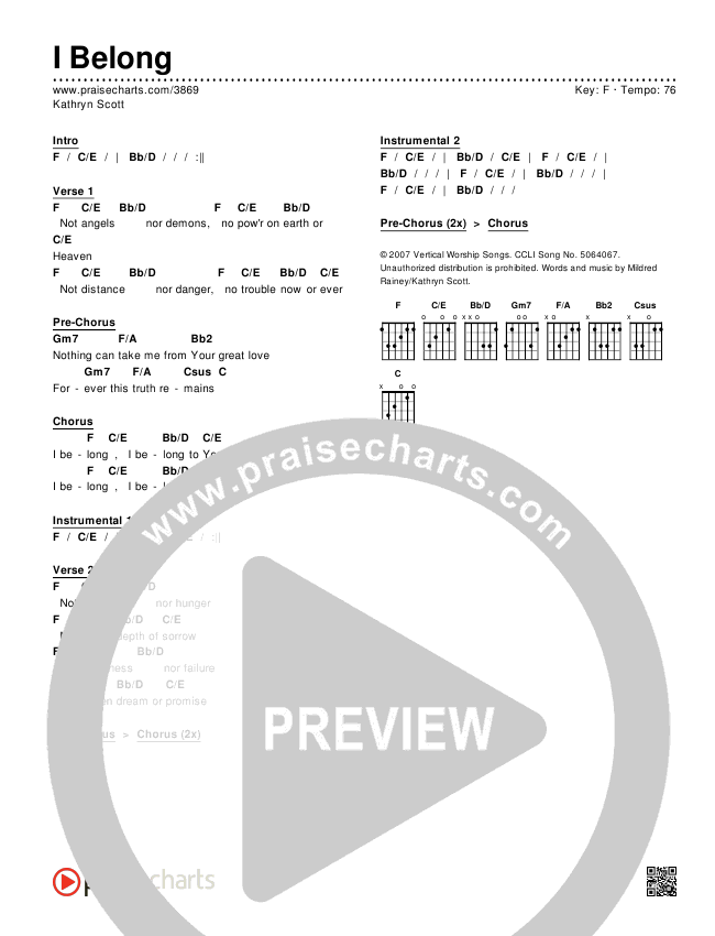 I Belong Chords & Lyrics (Kathryn Scott)