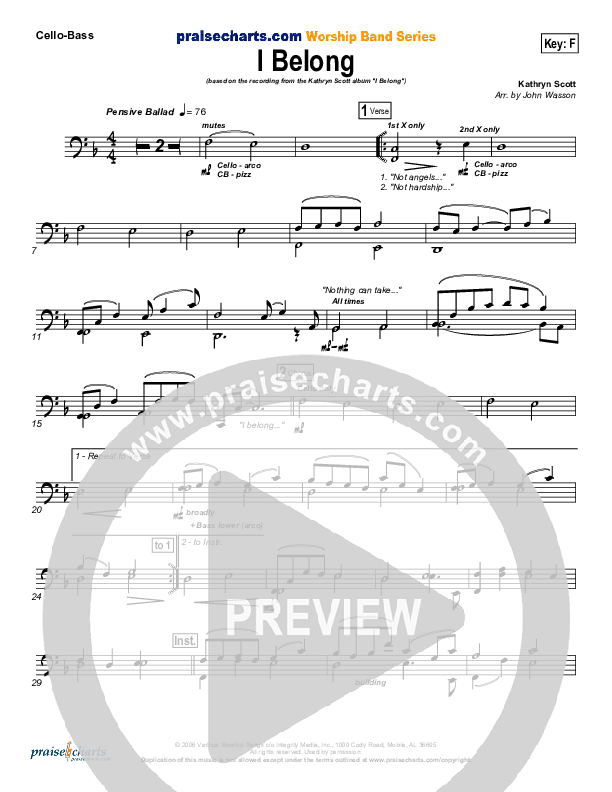 I Belong Cello/Bass (Kathryn Scott)