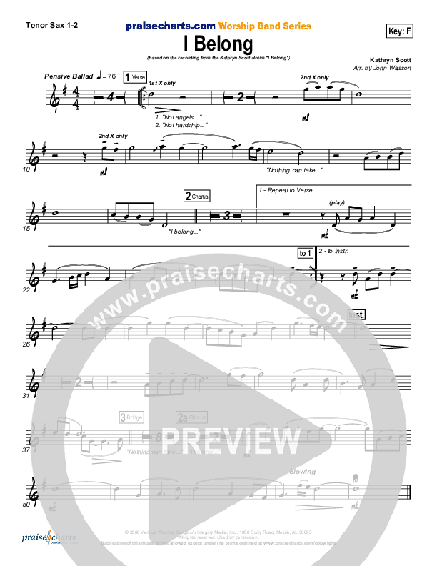 I Belong Tenor Sax 1/2 (Kathryn Scott)