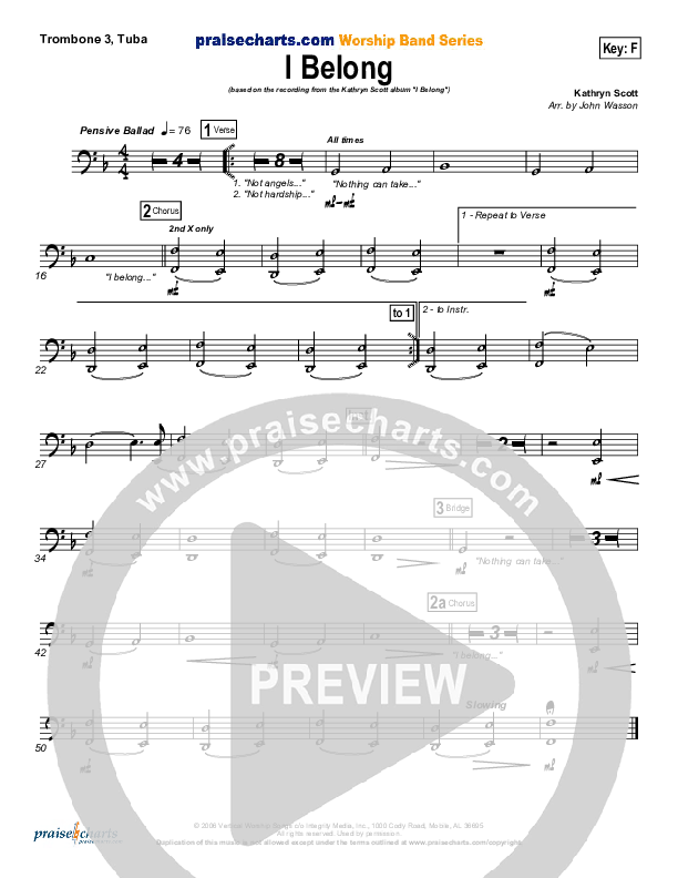 I Belong Trombone 3/Tuba (Kathryn Scott)