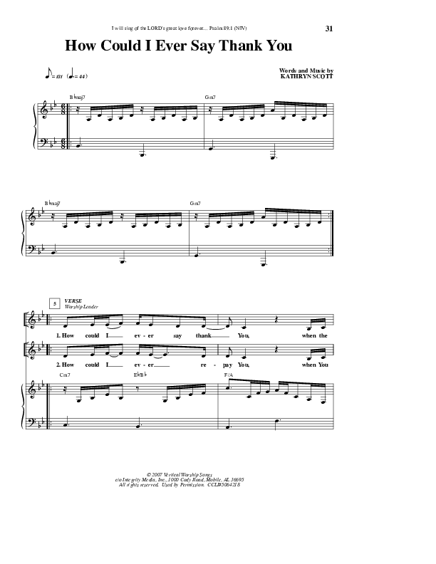 How Could I Ever Say Thank You Lead & Piano (Kathryn Scott)