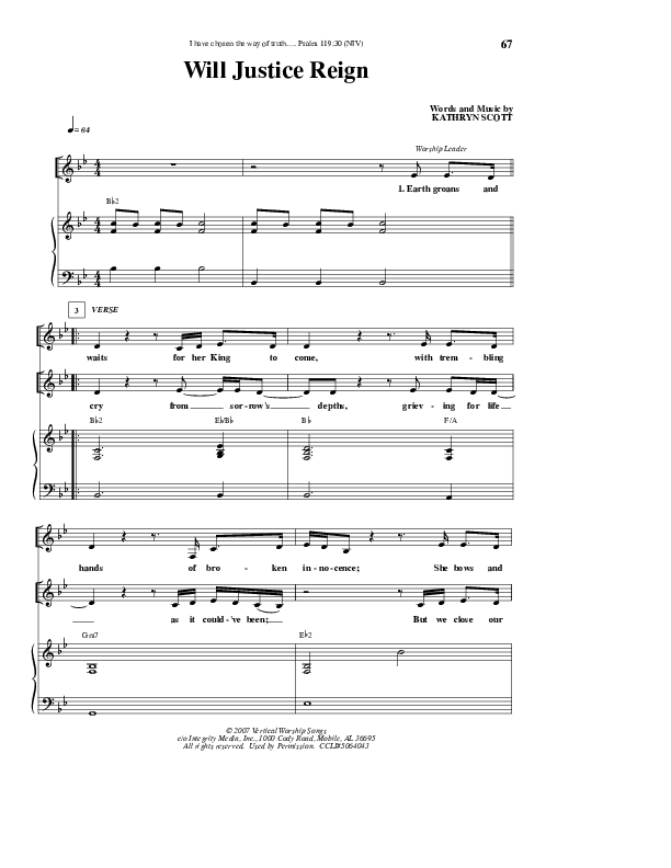 Will Justice Reign Lead & Piano (Kathryn Scott)