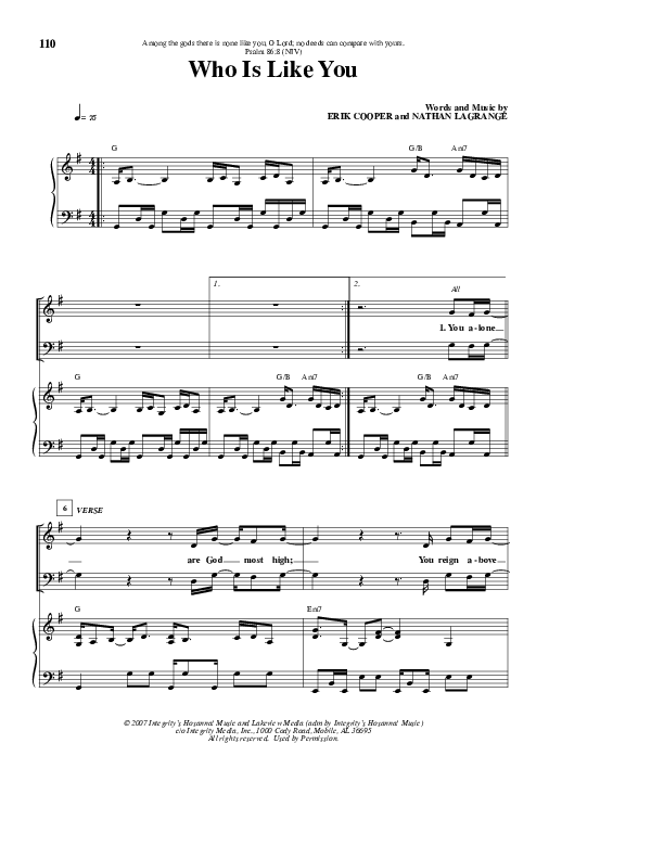 Who Is Like You Lead & Piano (Lakeview Church)