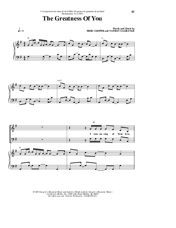 The Greatness Of You Lead & Piano (Lakeview Church)