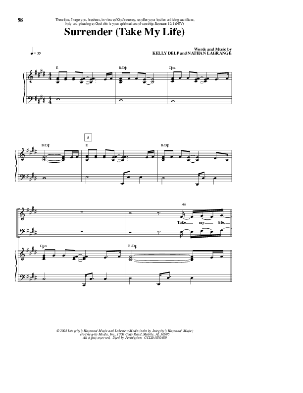 Surrender Lead & Piano (Lakeview Church)