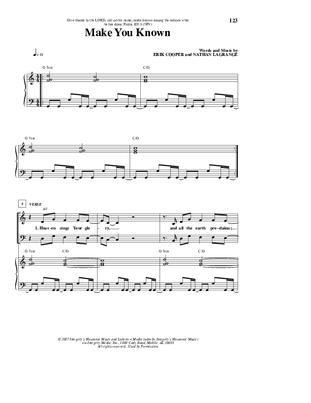 Make You Known Lead & Piano (Lakeview Church)