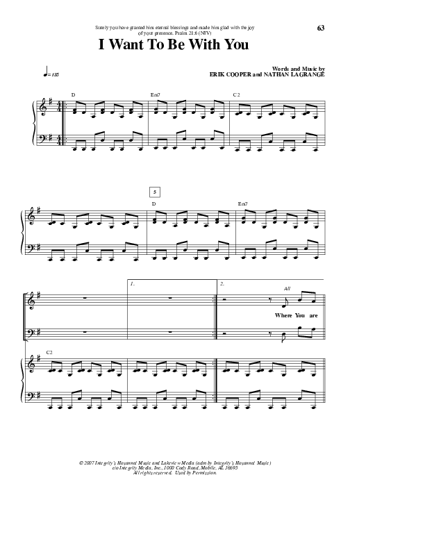 I Want To Be With You Lead & Piano (Lakeview Church)