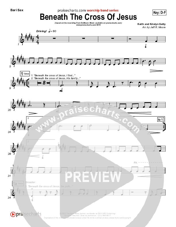 Beneath The Cross Of Jesus Bari Sax (DuMoore Music)