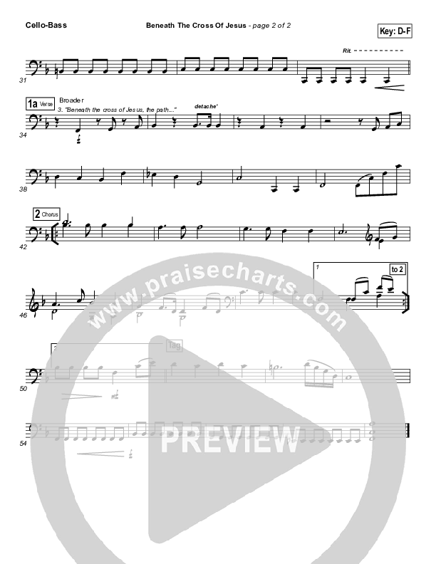 Beneath The Cross Of Jesus Cello/Bass (DuMoore Music)