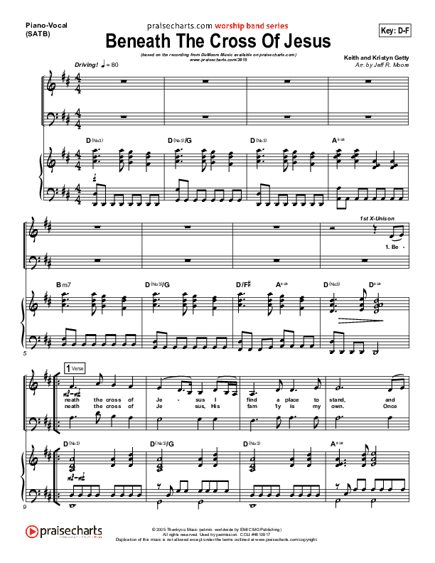 Beneath The Cross Of Jesus Lead & Piano (DuMoore Music)