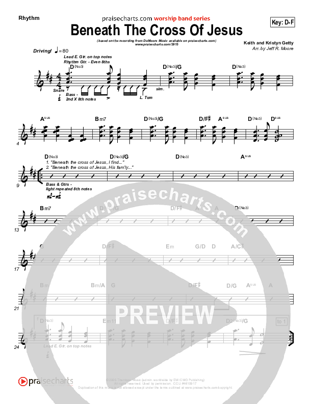 Beneath The Cross Of Jesus Rhythm Chart (DuMoore Music)