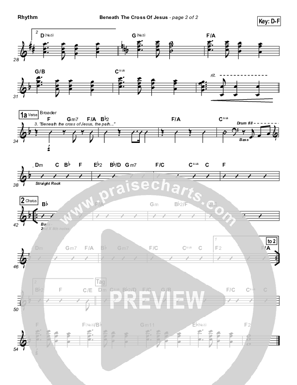 Beneath The Cross Of Jesus Rhythm Chart (DuMoore Music)