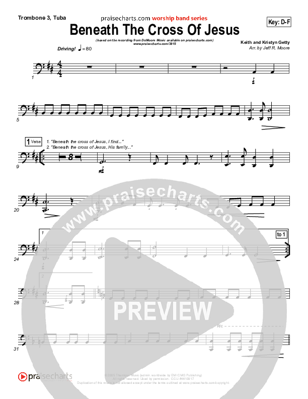 Beneath The Cross Of Jesus Trombone 3/Tuba (DuMoore Music)