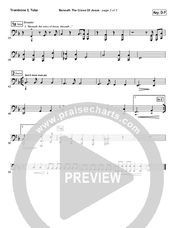 Beneath The Cross Of Jesus Trombone 3/Tuba (DuMoore Music)