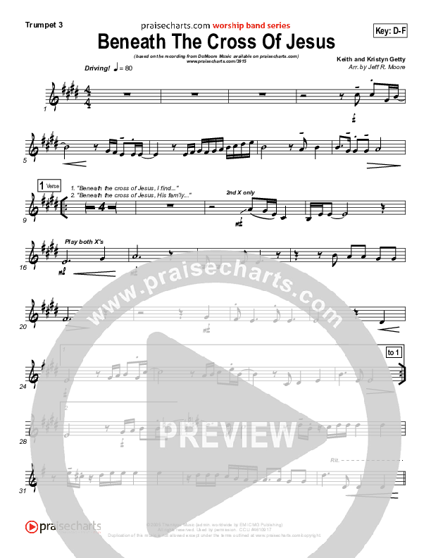Beneath The Cross Of Jesus Trumpet 3 (DuMoore Music)