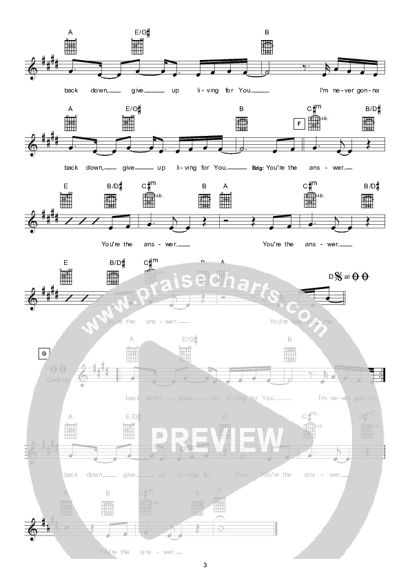 You're The Answer Lead Sheet (Hillsong Kids)