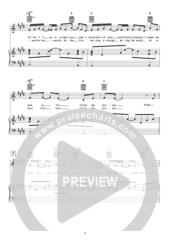 You're The Answer Piano/Vocal (Hillsong Kids)