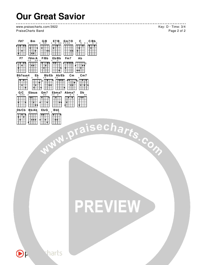 Our Great Savior Chords & Lyrics (PraiseCharts Band / Arr. John Wasson)