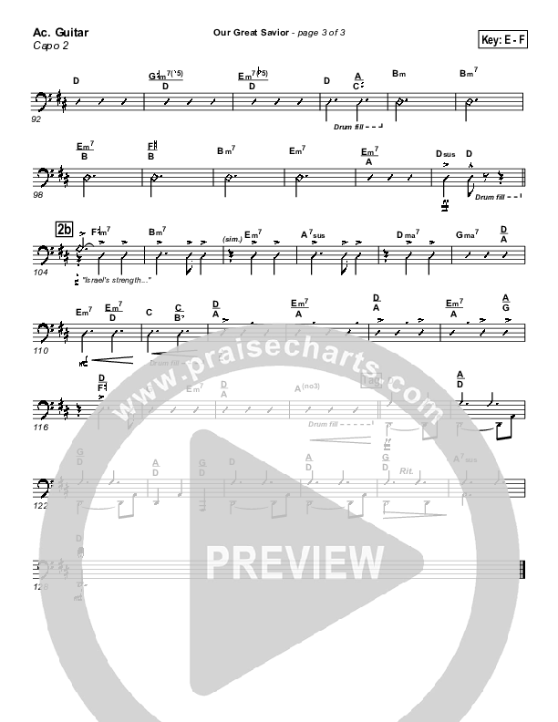 Our Great Savior Acoustic Guitar (PraiseCharts Band / Arr. John Wasson)