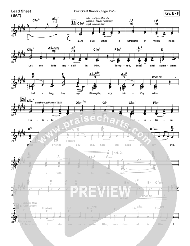 Our Great Savior Lead Sheet (PraiseCharts Band / Arr. John Wasson)