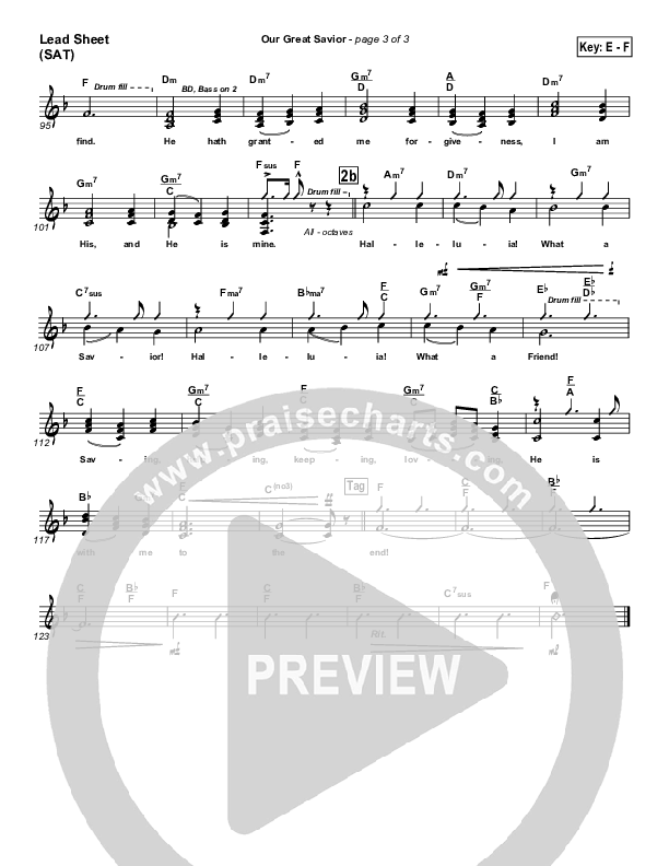 Our Great Savior Lead Sheet (PraiseCharts Band / Arr. John Wasson)