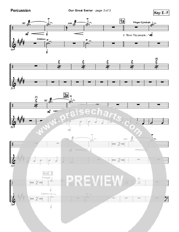 Our Great Savior Percussion (PraiseCharts Band / Arr. John Wasson)