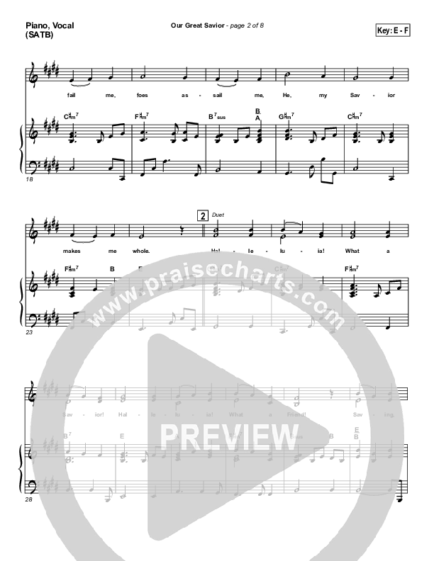 Our Great Savior Piano/Vocal (PraiseCharts Band / Arr. John Wasson)