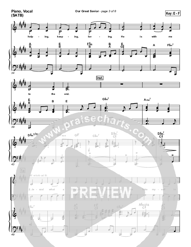 Our Great Savior Piano/Vocal (PraiseCharts Band / Arr. John Wasson)