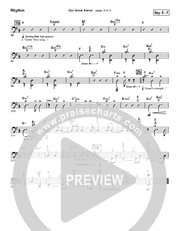 Our Great Savior Rhythm Chart (PraiseCharts Band / Arr. John Wasson)