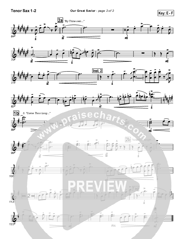 Our Great Savior Tenor Sax 1/2 (PraiseCharts Band / Arr. John Wasson)