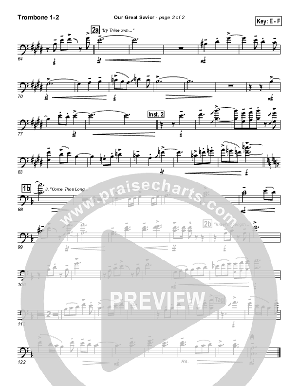 Our Great Savior Trombone 1/2 (PraiseCharts Band / Arr. John Wasson)