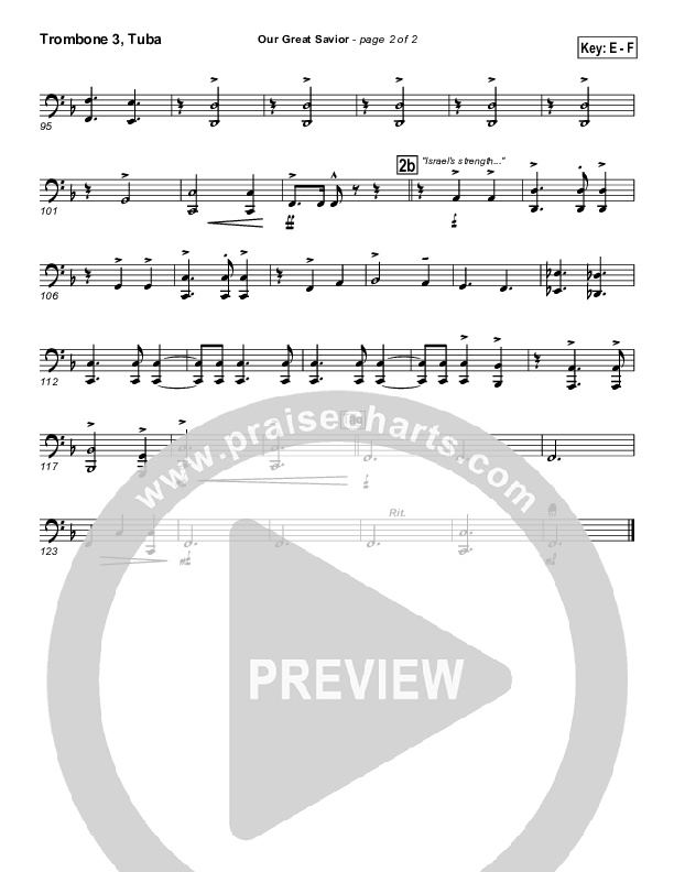 Our Great Savior Trombone 3/Tuba (PraiseCharts Band / Arr. John Wasson)