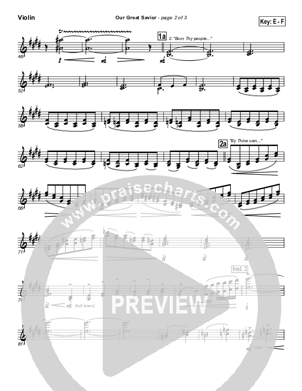 Our Great Savior Violins (PraiseCharts Band / Arr. John Wasson)