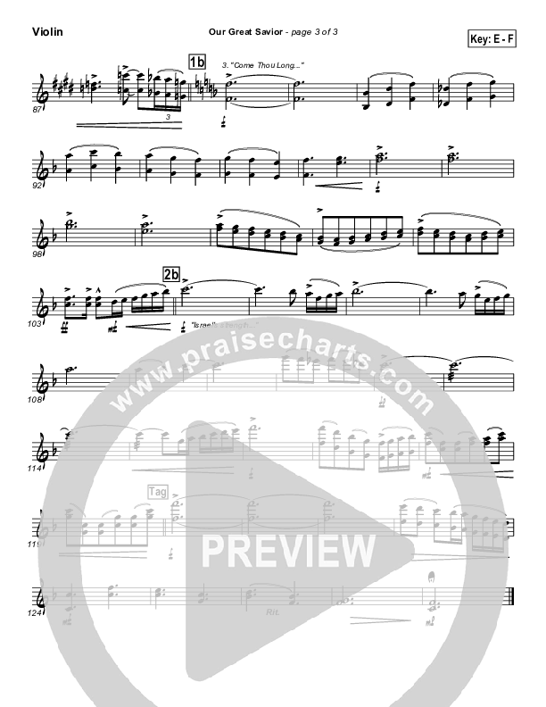 Our Great Savior Violins (PraiseCharts Band / Arr. John Wasson)