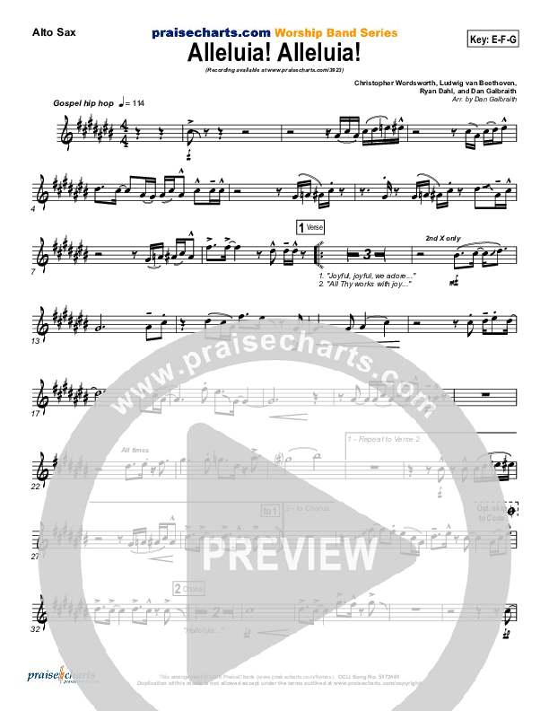 Alleluia Alleluia Alto Sax (PraiseCharts Band / Arr. Daniel Galbraith)