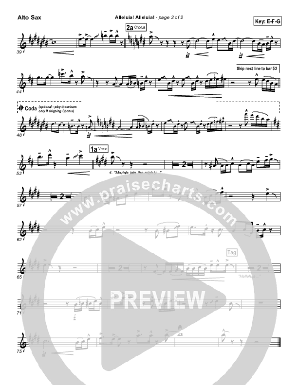 Alleluia Alleluia Alto Sax (PraiseCharts Band / Arr. Daniel Galbraith)
