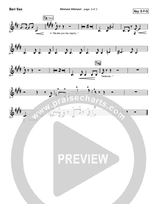 Alleluia Alleluia Bari Sax (PraiseCharts Band / Arr. Daniel Galbraith)