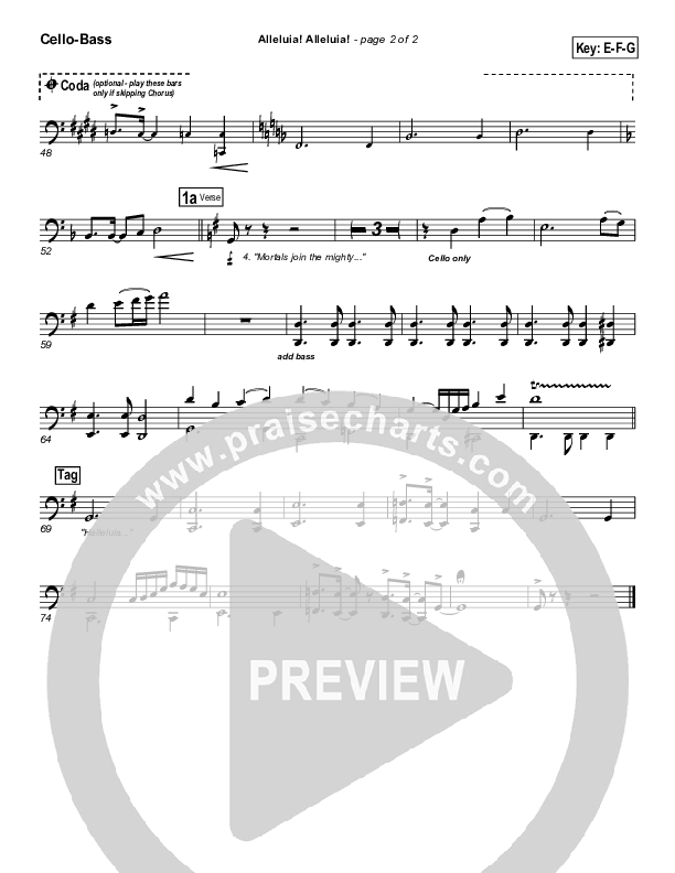 Alleluia Alleluia Cello/Bass (PraiseCharts Band / Arr. Daniel Galbraith)