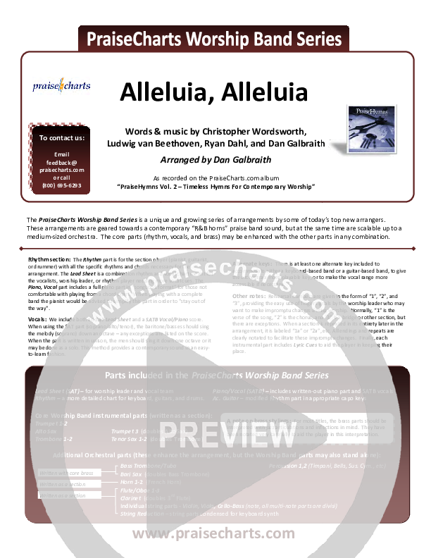 Alleluia Alleluia Orchestration (PraiseCharts Band / Arr. Daniel Galbraith)