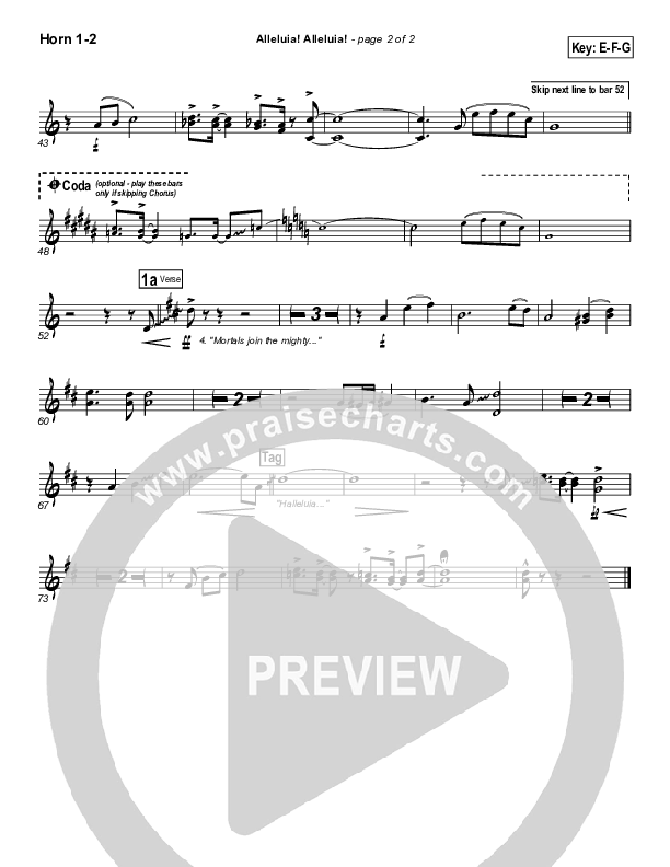 Alleluia Alleluia French Horn 1/2 (PraiseCharts Band / Arr. Daniel Galbraith)