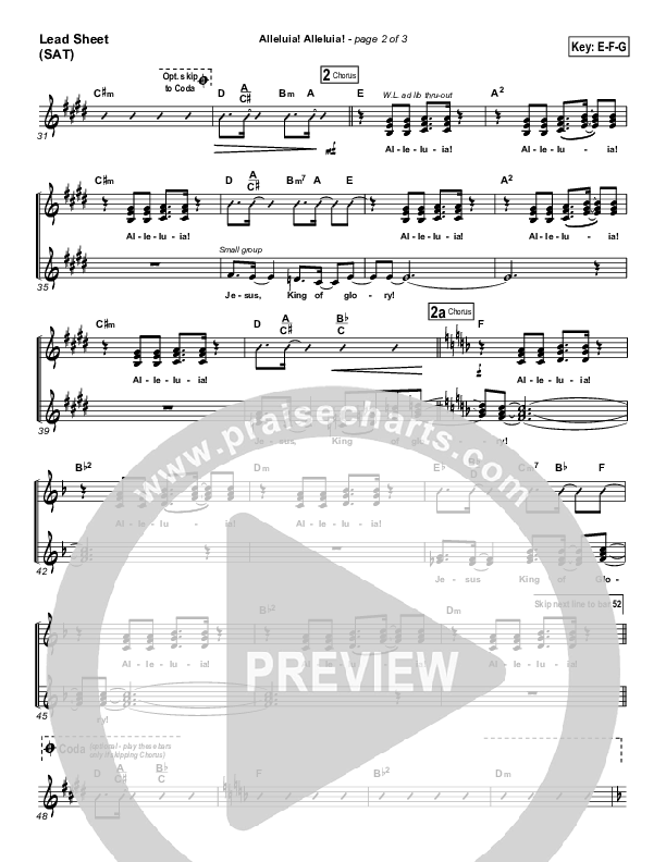 Alleluia Alleluia Lead Sheet (SAT) (PraiseCharts Band / Arr. Daniel Galbraith)