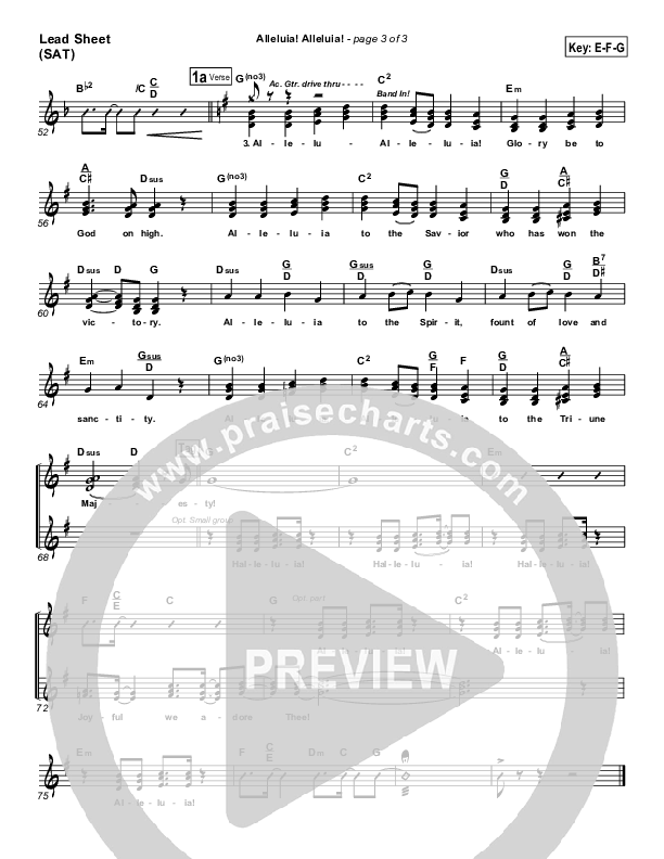 Alleluia Alleluia Lead Sheet (PraiseCharts Band / Arr. Daniel Galbraith)