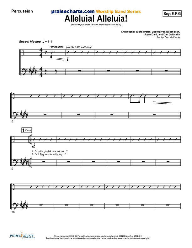 Alleluia Alleluia Percussion (PraiseCharts Band / Arr. Daniel Galbraith)