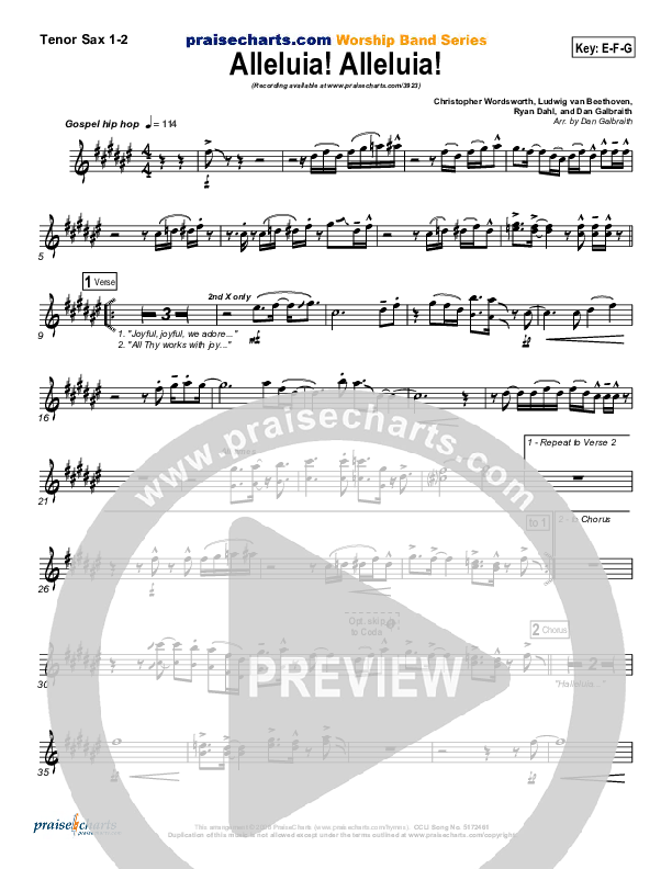 Alleluia Alleluia Tenor Sax 1/2 (PraiseCharts Band / Arr. Daniel Galbraith)