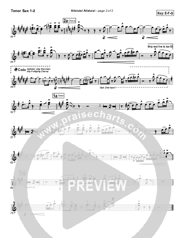 Alleluia Alleluia Tenor Sax 1/2 (PraiseCharts Band / Arr. Daniel Galbraith)