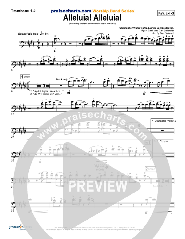 Alleluia Alleluia Trombone 1/2 (PraiseCharts Band / Arr. Daniel Galbraith)