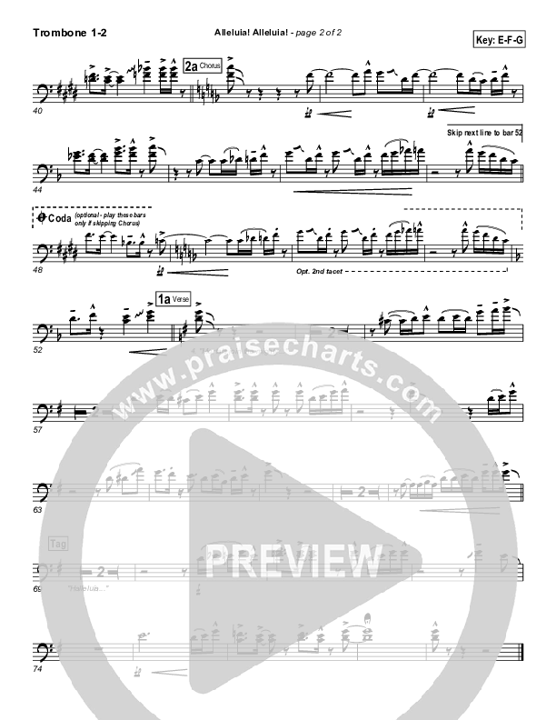 Alleluia Alleluia Trombone 1/2 (PraiseCharts Band / Arr. Daniel Galbraith)