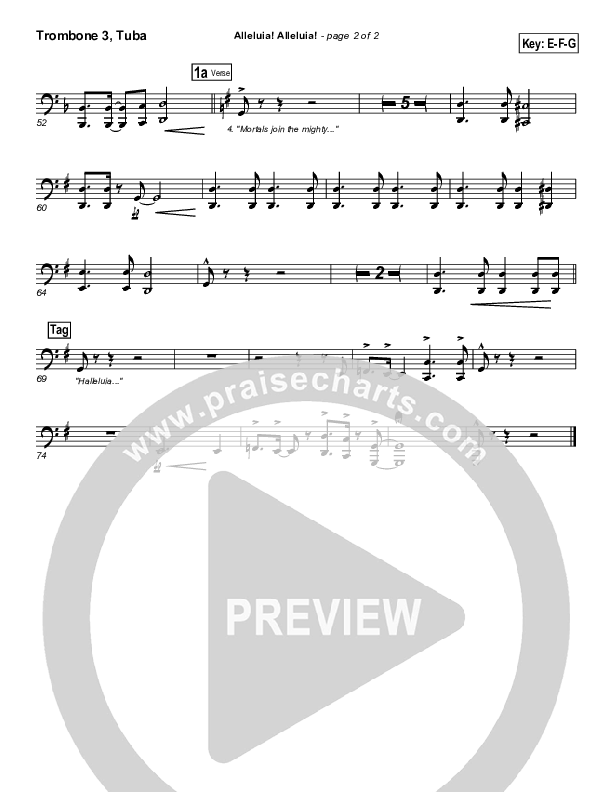 Alleluia Alleluia Trombone 3/Tuba (PraiseCharts Band / Arr. Daniel Galbraith)
